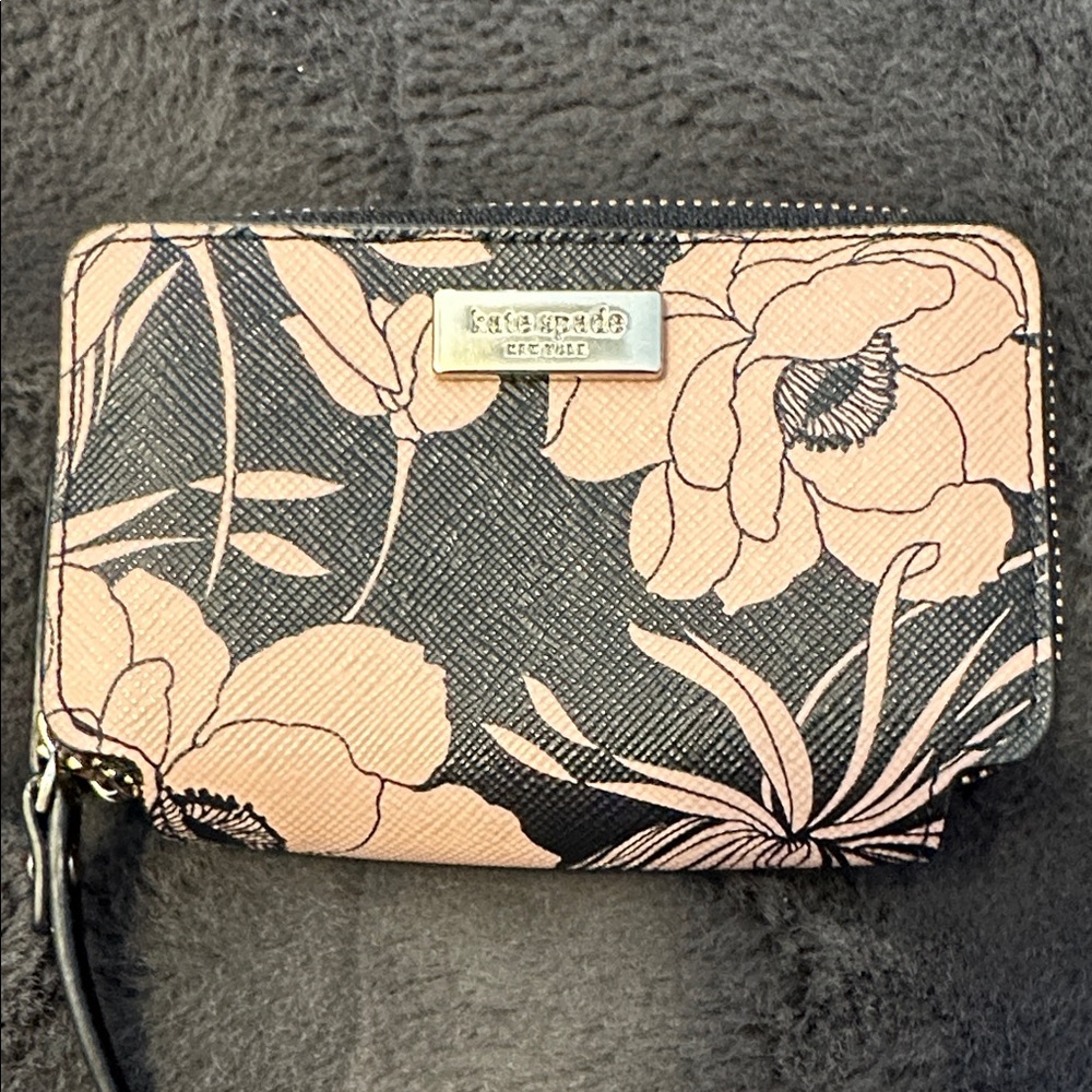 Kate Spade Black and Pink Floral Wallet